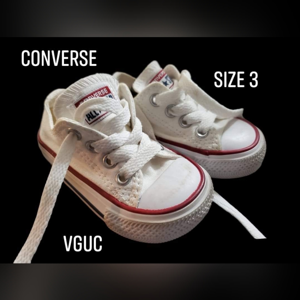 Size 3 white converse shoes